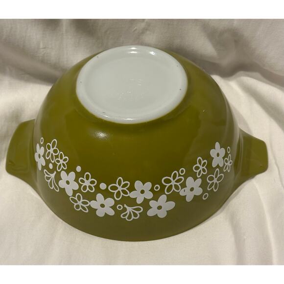 Vintage - Pyrex - 442 Green Spring Blossom Crazy Daisy 1 1/2 Quart Mixing Bowl - Picture 3 of 9